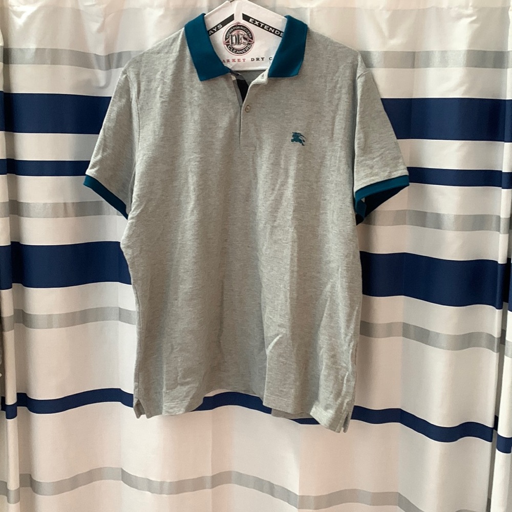 Burberry Polo Shirt Gray and Blue Classic Style